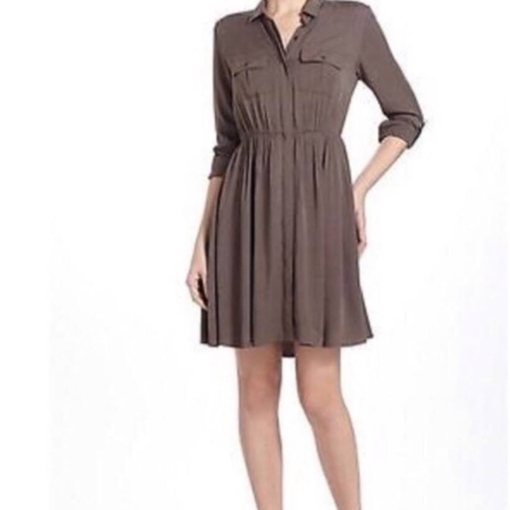 Anthro Maeve Dakota Brown Long Sleeve Shirt Dress